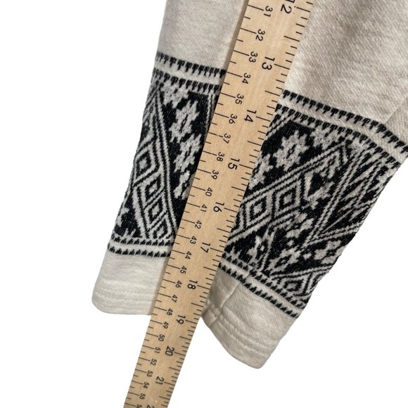 J. Crew Jacquard Sweatshirt Womens Small White Black Tapestry Lightweight 3/4 - Picture 9 of 10